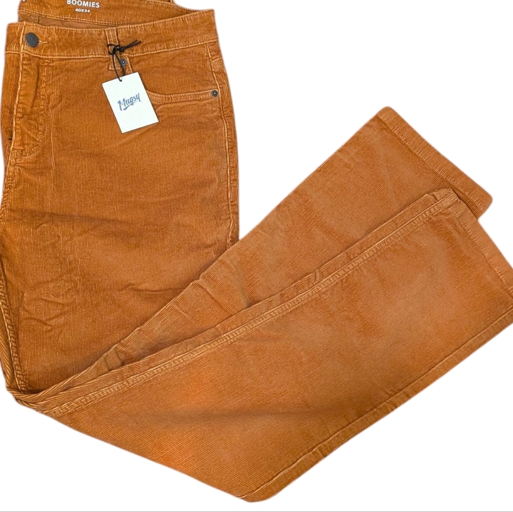 NEW..Mugsy Boomies Corduroy Brown Burnt  Orange Stretch Five Pocket..size 38x34